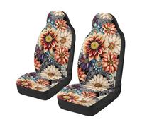 TOADDMOS Weiche Decke Auto Vordersitzabdeckung Set Boho Mandala Dahlia Blumenblüte Flannel Eimer Sitzbedeckungen Winter Automobil Auto Innenabdeckungen Universal passt zu den meisten Fahrzeugen