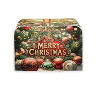 TOADDMOS X-Mas Merry Christmas Toaster Cover 4 Slice Bread Maker Cover with Hook Toaster Dust Cover Protector Small Appliance