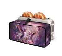 Toaddself 2 Slice Toaster Cover Pink Hummingbird Pattern Washable Rose Print Bread Maker Cover with Handle for Home Kitchen