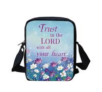 Toaddself Christian Words Daisy Pattern Women Cross Body Bag, Trust in the Lord with All Your Heart, Shoulder Bag with Adjustable Wide Strap for Working Travel Daily