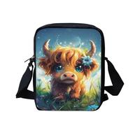Toaddself Lovely Cow Galaxy Design Small Side Bag with Zip Pocket Large Capacity Flowers Print Mini Shoulder Purse for Women Men