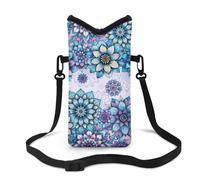Toaddself Purple Boho Blossom Design Phone Bag with Hook and Loop Fastener Small Crossbody Purse for Women