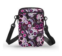 Toaddself Purple Sugar Skull Design Crossbody Bags for Women Cell Phone Purse with Detachable Buckle Wallet Gifts Mini Crossbody Bag for Travelling