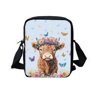 Toaddself West Highland Cow Printed Casual Sling Bag with Adjustable Strap Waterproof Butterfly Rose Pattern Cross Body Pouch Bag for Women Gifts