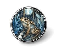Toads Frogs in The Moon Moonlight Round Enamel Brooch Pin Button Badges Decoration Hat Clothing Bag Accessories Gift Crafts