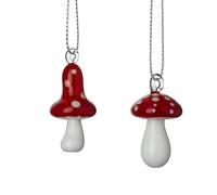 Toadstool Bauble x1 *STYLE WILL BE PICKED AT RANDOM*, Red Christmas Decorations, Glass Bauble, Mushroom Xmas Tree Decoration, Novelty Woodland Autumn Decoration Nature Figuirine
