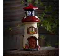 Toadstool Lighthouse Solar Garden Light Ornament Decoration White LED - 27cm by Bright Garden
