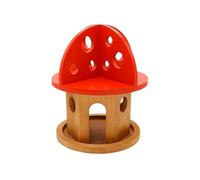 Toadstool Miniature Toy House - H 36 cm x Diameter 30 cm - Wooden - 2.1 kg - Red/Natural
