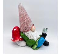 Toadstool Reclining Gonk Solar Garden Light Ornament Decoration 20 White LED - 33cm by Bright Garden