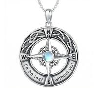 TOAKOT Celtic Knot Compass Necklace for Women, Birthstone Graduation Jewelry Gift for Friend Classmate Graduate Keepsake, Compass Birthstone Jewelry for Her, Regular Size, Metal, Cubic Zirconia