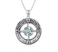 TOAKOT Celtic Knot Compass Necklace for Women, Birthstone Graduation Jewelry Gift for Friend Classmate Graduate Keepsake, Compass Birthstone Jewelry for Her, Regular Size, Metal, Cubic Zirconia
