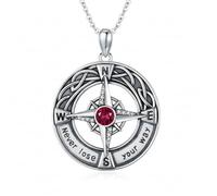 TOAKOT Celtic Knot Compass Necklace for Women, Birthstone Graduation Jewelry Gift for Friend Classmate Graduate Keepsake, Nautical Jewelry for Her, Regular Size, Metal, Cubic Zirconia