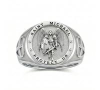 TOAKOT St Michael Ring for Men Women Saint Michael Archangel Ring Religious Protector Jewelry Gifts for Birthday Anniversary Father's Day, Base, No Gemstone