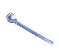 TOAKS Anodized Titanium Long Handle Spork - Ultralight Blue Camping Utensil for Backpacking, Hiking, and Dehydrated Meals