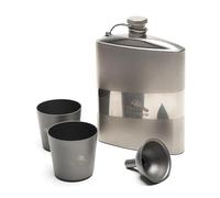 TOAKS Titanium Alcohol Flat Flask Set - 200ml Flask with 2 Shot Glasses and Funnel, Ultralight and Durable for Backpacking and Camping