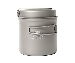 Toaks titanium outdoor camping pan, hiking cookware, backpacking cooking picnic bowl, pot pan set, 1100ml