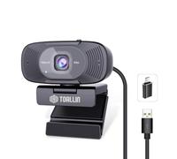 TOALLIN 1080P Full HD Webcam with Dual Microphones, Computer Web Camera, 90° Wide Angle View Without Distortion, USB Plug and Play Webcam for Video Conferencing/Online Calling/Live Streaming