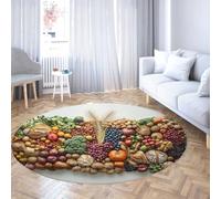 TOANGWALL 3D Autumn Harvest Round Rugs 80cm Wheat Potato Circular Mat Stain Resistant Low Pile Lightweight Washable Floor Carpet for Kitchenette Hotel