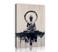 TOANGWALL Abstract Buddha Wall Art Canvas Prints Black and White Zen Ink Style Pictures for Bedroom Corridor Framed Minimalism Poster Mural Decoration 60x90cm