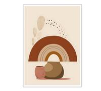 TOANGWALL Abstract Earth Tones Canvas Wall Art Modern Boho Rainbow Mural Neutral Artwork Prints Minimalist Posters Painting for Living Room Decor 60x90cm Frameless