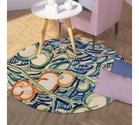 TOANGWALL Abstract Round Rugs 170cm Red and Green Tomatoes Print Washable Non-slip Soft Low-Pile Throw Circle Carpet for Bedroom Conference Room Dining