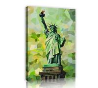 TOANGWALL Abstract Statue of Liberty Canvas Wall Art Artwork Framed Geometric Green New York Cityscape Modern Mural for Living Room Home Office Decor 40x60cm