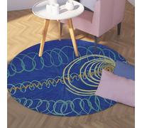 TOANGWALL Abstract Style Washable Round Rug 120cm Primordial Chaos Circle Non Slip Low Pile Indoor Floor Circle Carpet for Kitchen Bedroom Living Room