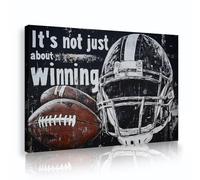 TOANGWALL American Football Canvas Wall Art Helmet Ball Motivational Sports Quote Mural Vintage Posters Painting for Home Office Gym Decor 70x100cm
