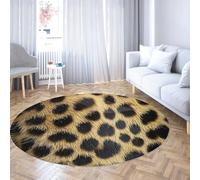 TOANGWALL Animal Fur Print Round Rug 70cm Leopard Spot Texture Pattern Non-Slip Indoor Washable Circle Door Mat for Mudroom Apartment Home Decor
