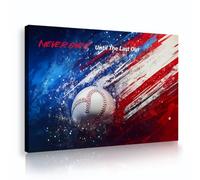 TOANGWALL Baseball Theme Canvas Wall Art Never over Sports Passion Prints American Flag Poster Painting Inspirational Game Room Artwork Mural Decor 40x60cm