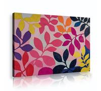TOANGWALL Boho Botanical Canvas Painting Vibrant Leaf Prints Poster Colorful Summer Flora Pink Backdrop Picture Wall Art for Living Room Bedroom Decor 60x90cm