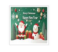 TOANGWALL Christmas Canvas Wall Art Santa Snowman Holiday Prints Festive Mural Artwork Green Winter Posters Painting for Dorm Bar Home Decor 95x95cm Frameless