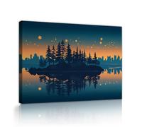 TOANGWALL Cityscape Skyline Canvas Wall Art Sunset Forest Reflections Mural Urban Night Landscape Artwork Prints Posters Painting for Dorm Decor 80x120cm
