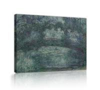 TOANGWALL Claude Monet The Japanese Footbridge Framed Canvas Wall Art Sunroom Impressionism Green Water Lilies Museum Quality Reproduction for Hotel Decor 90x110cm