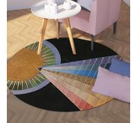 TOANGWALL Colorful Abstract Geometry Round Rug Altarpiece, 200cm No. 1 Print Non-Slip Washable Carpet for Living Room Bedroom Porch Dorm Decor Floor Mat