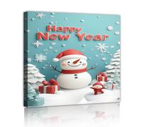 TOANGWALL Cute Snowman Canvas Wall Art Christmas Artwork Prints Festive Winter Mural Posters Painting Cartoon Style for Living Room Home Decor 60x60cm Innerframe