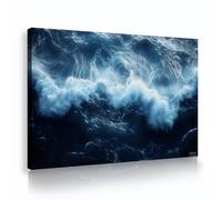 TOANGWALL Deep Ocean Wave Poster Prints Dark Blue Storm Sea Splash Canvas Wall Art Abstract Marine Water Scenery Picture Framed Artwork for Office Lounge Hotel Decor 75x115cm