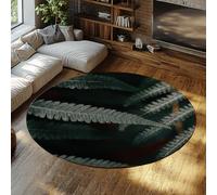 TOANGWALL Fern Botanical Round Rugs 160cm Tropical Rainforest Leaf Pattern Machine Washable Non Slip Circle Carpet for Laundry Room Dining Room Nursery