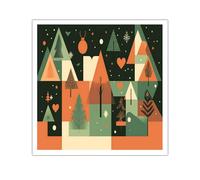 TOANGWALL Geometric Forest Canvas Wall Art Modern Abstract Mountain Mural Minimalist Nature Prints Posters Painting for Conference Room Decor 50x50cm Frameless