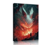 TOANGWALL Giant Mythical Rabbit Canvas Wall Art Red Eyes Fantasy Landscape Silhouette Dark Mural Print Animal Artwork Poster Painting for Playroom Decor 30x45cm