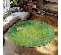 TOANGWALL Green Round Rug 140cm A Fairy Kersti in the Meadow Washable Soft Low Pile Non Slip Indoor Circle Carpet for Cabinet Bathroom Hallway Nursery