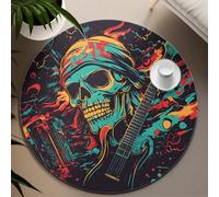 TOANGWALL Halloween Style Round Rug 80cm Abstract Skull Washable Soft Low Pile Non Slip Indoor Circle Mat for Cabinet Bathroom Home Hallway Playroom