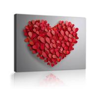 TOANGWALL Heart Shape Canvas Wall Art Romantic Red Flower Design Mural Abstract Modern Posters Painting Artwork Prints for Bedroom Living Room Decor 65x80cm