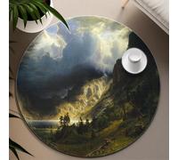 TOANGWALL Landscape Round Rugs for Living Room 110cm a Storm in the Rocky Mountains Washable Non Slip Circle Carpet for Laundry Room Dining Room