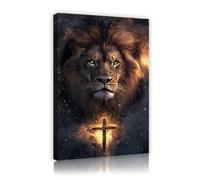 TOANGWALL Majestic Lion Canvas Wall Art Animal Theme Pictures Nature Mural Festival Style Posters Painting for Living Room Bedroom Home Decor 75x115cm