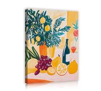 TOANGWALL Mediterranean Still Life Canvas Wall Art Lemon Tree Poster Fruit Basket Prints Grape Citrus Picture Dining Room Kitchen Restaurant Patio Bright Sunlit Home Decor 40x50cm