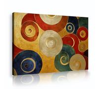 TOANGWALL Mid Century Abstract Canvas Artwork Geometric Circles Poster Retro Colorful Red Blue Round Swirl Picture Wall Art for Lounge Apartment Decor 60x90cm