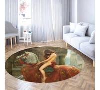 TOANGWALL MidCentury Style Round Rugs 90cm Lady Godiva on Horseback Machine Washable Circle Carpet for Living Room Bedroom Home Floor Non Slip
