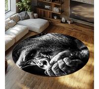 TOANGWALL Minimalist Portrait Round Rugs 80cm Funny Thinking Gorilla Pattern Machine Washable Non Slip Floor Circle Carpet for Laundry Room Dining Room