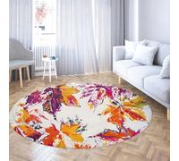 TOANGWALL Minimalist Style Round Rug 60cm Abstract Maple Leaf Pattern Non-slip Washable Carpet for Living Room Bedroom Porch Dorm Decor Floor Mat